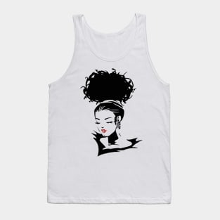 Stencil Afro Puff Portrait Tank Top